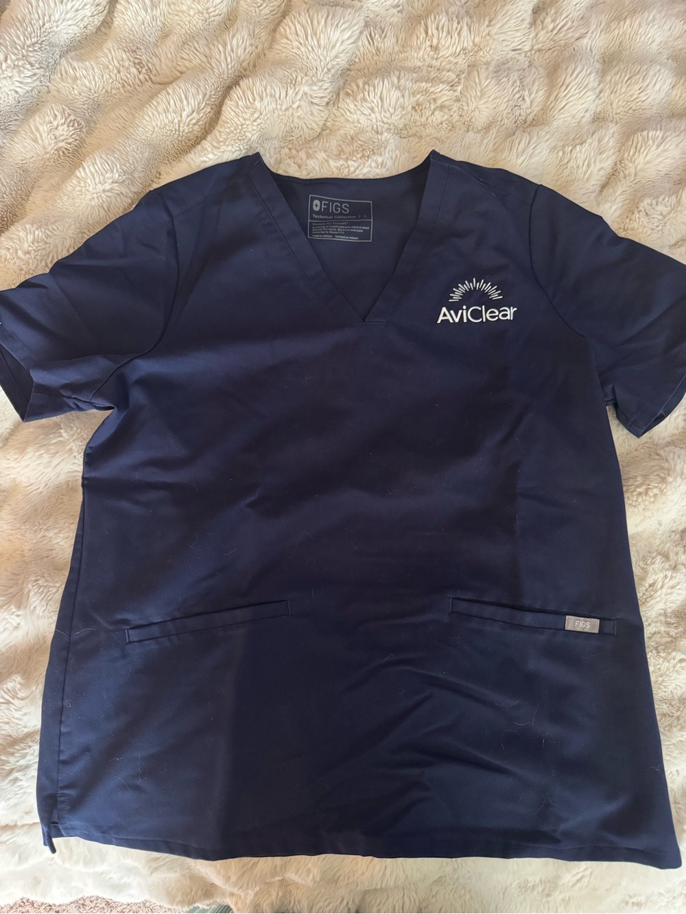 FIGS women’s Navy AviClear V-Neck Scrub Top